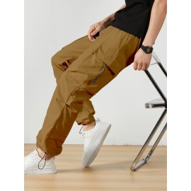 Men's Casual Flap Pocket Straight Leg Cargo Pants, Street Style Casual Pants For Outdoor Activities Men's Casual Flap Pocket Straight Leg Cargo Pants, Street Style Casual Pants For Outdoor Activities