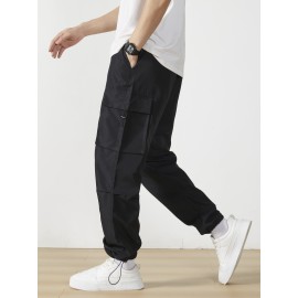 Men's Casual Flap Pocket Straight Leg Cargo Pants, Street Style Casual Pants For Outdoor Activities Men's Casual Flap Pocket Straight Leg Cargo Pants, Street Style Casual Pants For Outdoor Activities