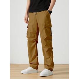 Men's Casual Flap Pocket Straight Leg Cargo Pants, Street Style Casual Pants For Outdoor Activities Men's Casual Flap Pocket Straight Leg Cargo Pants, Street Style Casual Pants For Outdoor Activities