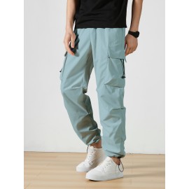 Men's Casual Flap Pocket Straight Leg Cargo Pants, Street Style Casual Pants For Outdoor Activities Men's Casual Flap Pocket Straight Leg Cargo Pants, Street Style Casual Pants For Outdoor Activities