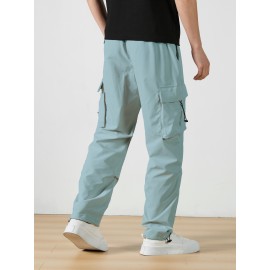 Men's Casual Flap Pocket Straight Leg Cargo Pants, Street Style Casual Pants For Outdoor Activities Men's Casual Flap Pocket Straight Leg Cargo Pants, Street Style Casual Pants For Outdoor Activities