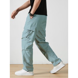 Men's Casual Flap Pocket Straight Leg Cargo Pants, Street Style Casual Pants For Outdoor Activities Men's Casual Flap Pocket Straight Leg Cargo Pants, Street Style Casual Pants For Outdoor Activities