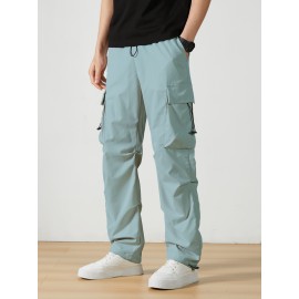Men's Casual Flap Pocket Straight Leg Cargo Pants, Street Style Casual Pants For Outdoor Activities Men's Casual Flap Pocket Straight Leg Cargo Pants, Street Style Casual Pants For Outdoor Activities