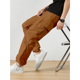 Men's Casual Flap Pocket Straight Leg Cargo Pants, Street Style Casual Pants For Outdoor Activities Men's Casual Flap Pocket Straight Leg Cargo Pants, Street Style Casual Pants For Outdoor Activities