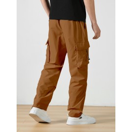 Men's Casual Flap Pocket Straight Leg Cargo Pants, Street Style Casual Pants For Outdoor Activities Men's Casual Flap Pocket Straight Leg Cargo Pants, Street Style Casual Pants For Outdoor Activities