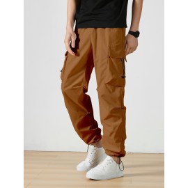 Men's Casual Flap Pocket Straight Leg Cargo Pants, Street Style Casual Pants For Outdoor Activities Men's Casual Flap Pocket Straight Leg Cargo Pants, Street Style Casual Pants For Outdoor Activities