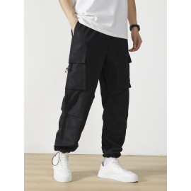 Men's Casual Flap Pocket Straight Leg Cargo Pants, Street Style Casual Pants For Outdoor Activities Men's Casual Flap Pocket Straight Leg Cargo Pants, Street Style Casual Pants For Outdoor Activities
