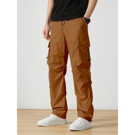 Men's Casual Flap Pocket Straight Leg Cargo Pants, Street Style Casual Pants For Outdoor Activities Men's Casual Flap Pocket Straight Leg Cargo Pants, Street Style Casual Pants For Outdoor Activities