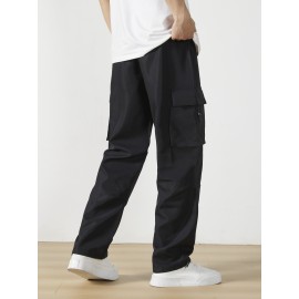 Men's Casual Flap Pocket Straight Leg Cargo Pants, Street Style Casual Pants For Outdoor Activities Men's Casual Flap Pocket Straight Leg Cargo Pants, Street Style Casual Pants For Outdoor Activities