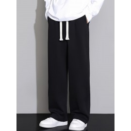 1pc Men'S Casual Cotton Blend Straight Leg Pants with Drawstring Waist - Solid Color, Regular Fit, Slight Stretch Knit Fabric, Comfortable Soft for Weekend Casual Fall/Winter Outdoor Wear 1pc Men'S Casual Cotton Blend Straight Leg Pants with Drawstring Waist - Solid Color, Regular Fit, Slight Stretch Knit Fabric, Comfortable Soft for Weekend Casual Fall/Winter Outdoor Wear