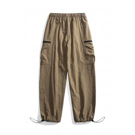 Relaxed Fit, Men's Vintage-Inspired Cargo Pants - Nylon, Casual Fit with Drawstring Waist for Spring/Fall Relaxed Fit, Men's Vintage-Inspired Cargo Pants - Nylon, Casual Fit with Drawstring Waist for Spring/Fall
