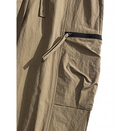 Relaxed Fit, Men's Vintage-Inspired Cargo Pants - Nylon, Casual Fit with Drawstring Waist for Spring/Fall Relaxed Fit, Men's Vintage-Inspired Cargo Pants - Nylon, Casual Fit with Drawstring Waist for Spring/Fall