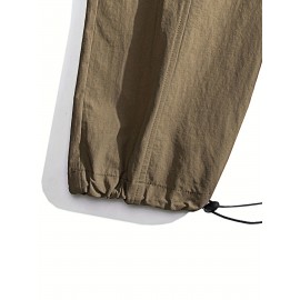 Relaxed Fit, Men's Vintage-Inspired Cargo Pants - Nylon, Casual Fit with Drawstring Waist for Spring/Fall Relaxed Fit, Men's Vintage-Inspired Cargo Pants - Nylon, Casual Fit with Drawstring Waist for Spring/Fall