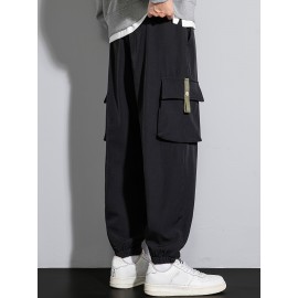Men's Casual Flap Pocket Thin Cargo Pants, Chic Loose Fit Joggers For Outdoor Activities Men's Casual Flap Pocket Thin Cargo Pants, Chic Loose Fit Joggers For Outdoor Activities