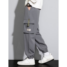 Men's Casual Flap Pocket Thin Cargo Pants, Chic Loose Fit Joggers For Outdoor Activities Men's Casual Flap Pocket Thin Cargo Pants, Chic Loose Fit Joggers For Outdoor Activities