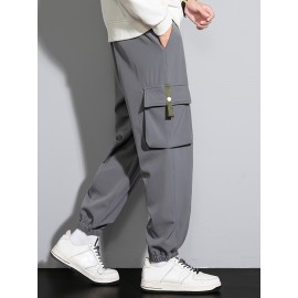 Men's Casual Flap Pocket Thin Cargo Pants, Chic Loose Fit Joggers For Outdoor Activities Men's Casual Flap Pocket Thin Cargo Pants, Chic Loose Fit Joggers For Outdoor Activities