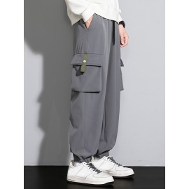 Men's Casual Flap Pocket Thin Cargo Pants, Chic Loose Fit Joggers For Outdoor Activities Men's Casual Flap Pocket Thin Cargo Pants, Chic Loose Fit Joggers For Outdoor Activities