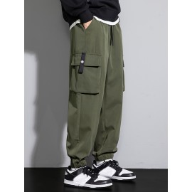 Men's Casual Flap Pocket Thin Cargo Pants, Chic Loose Fit Joggers For Outdoor Activities Men's Casual Flap Pocket Thin Cargo Pants, Chic Loose Fit Joggers For Outdoor Activities