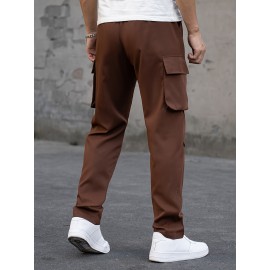 Men's Cargo Pants, Fashionable Casual Workwear, Polyester, Solid Color, Non-Stretch, Regular Fit, Woven Fabric, Novelty Clothing for Men Men's Cargo Pants, Fashionable Casual Workwear, Polyester, Solid Color, Non-Stretch, Regular Fit, Woven Fabric, Novelty Clothing for Men
