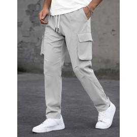 Men's Cargo Pants, Fashionable Casual Workwear, Polyester, Solid Color, Non-Stretch, Regular Fit, Woven Fabric, Novelty Clothing for Men Men's Cargo Pants, Fashionable Casual Workwear, Polyester, Solid Color, Non-Stretch, Regular Fit, Woven Fabric, Novelty Clothing for Men
