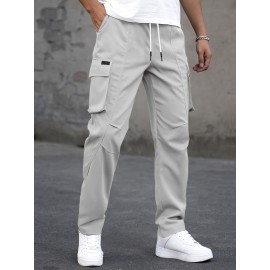 Men's Cargo Pants, Fashionable Casual Workwear, Polyester, Solid Color, Non-Stretch, Regular Fit, Woven Fabric, Novelty Clothing for Men Men's Cargo Pants, Fashionable Casual Workwear, Polyester, Solid Color, Non-Stretch, Regular Fit, Woven Fabric, Novelty Clothing for Men