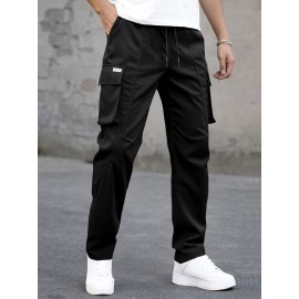 Men's Cargo Pants, Fashionable Casual Workwear, Polyester, Solid Color, Non-Stretch, Regular Fit, Woven Fabric, Novelty Clothing for Men Men's Cargo Pants, Fashionable Casual Workwear, Polyester, Solid Color, Non-Stretch, Regular Fit, Woven Fabric, Novelty Clothing for Men