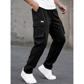Men's Cargo Pants, Fashionable Casual Workwear, Polyester, Solid Color, Non-Stretch, Regular Fit, Woven Fabric, Novelty Clothing for Men Men's Cargo Pants, Fashionable Casual Workwear, Polyester, Solid Color, Non-Stretch, Regular Fit, Woven Fabric, Novelty Clothing for Men