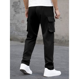 Men's Cargo Pants, Fashionable Casual Workwear, Polyester, Solid Color, Non-Stretch, Regular Fit, Woven Fabric, Novelty Clothing for Men Men's Cargo Pants, Fashionable Casual Workwear, Polyester, Solid Color, Non-Stretch, Regular Fit, Woven Fabric, Novelty Clothing for Men
