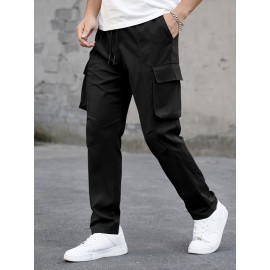Men's Cargo Pants, Fashionable Casual Workwear, Polyester, Solid Color, Non-Stretch, Regular Fit, Woven Fabric, Novelty Clothing for Men Men's Cargo Pants, Fashionable Casual Workwear, Polyester, Solid Color, Non-Stretch, Regular Fit, Woven Fabric, Novelty Clothing for Men