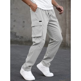 Men's Cargo Pants, Fashionable Casual Workwear, Polyester, Solid Color, Non-Stretch, Regular Fit, Woven Fabric, Novelty Clothing for Men Men's Cargo Pants, Fashionable Casual Workwear, Polyester, Solid Color, Non-Stretch, Regular Fit, Woven Fabric, Novelty Clothing for Men