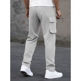 Men's Cargo Pants, Fashionable Casual Workwear, Polyester, Solid Color, Non-Stretch, Regular Fit, Woven Fabric, Novelty Clothing for Men Men's Cargo Pants, Fashionable Casual Workwear, Polyester, Solid Color, Non-Stretch, Regular Fit, Woven Fabric, Novelty Clothing for Men