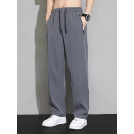 Men's Casual Pocket Joggers, Straight Leg Drawstring Loose Fit Long Sports Pants For Spring Autumn Men's Casual Pocket Joggers, Straight Leg Drawstring Loose Fit Long Sports Pants For Spring Autumn