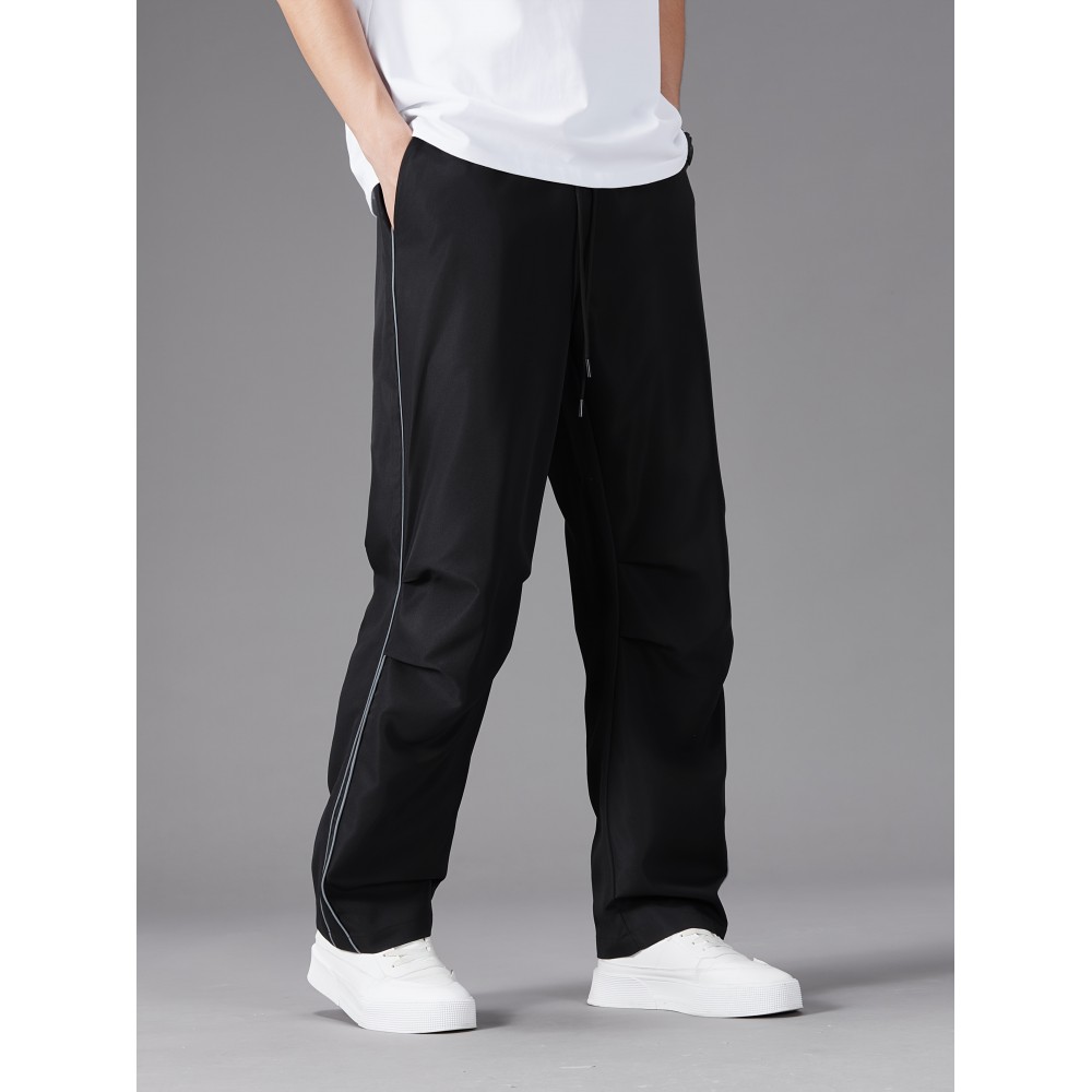 Men'S Casual Joggers, Polyester 100%, Basics Style, Solid Color, Regular Fit Straight Leg, with Drawstring Waist, for Spring/Fall - Non-Stretch Woven Fabric Men'S Casual Joggers, Polyester 100%, Basics Style, Solid Color, Regular Fit Straight Leg, with Drawstring Waist, for Spring/Fall - Non-Stretch Woven Fabric