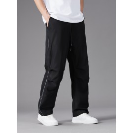 Men'S Casual Joggers, Polyester 100%, Basics Style, Solid Color, Regular Fit Straight Leg, with Drawstring Waist, for Spring/Fall - Non-Stretch Woven Fabric Men'S Casual Joggers, Polyester 100%, Basics Style, Solid Color, Regular Fit Straight Leg, with Drawstring Waist, for Spring/Fall - Non-Stretch Woven Fabric