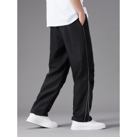 Men'S Casual Joggers, Polyester 100%, Basics Style, Solid Color, Regular Fit Straight Leg, with Drawstring Waist, for Spring/Fall - Non-Stretch Woven Fabric Men'S Casual Joggers, Polyester 100%, Basics Style, Solid Color, Regular Fit Straight Leg, with Drawstring Waist, for Spring/Fall - Non-Stretch Woven Fabric