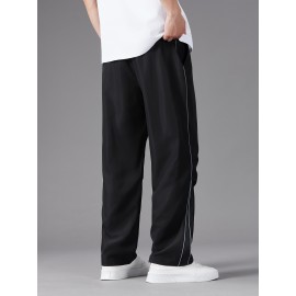 Men'S Casual Joggers, Polyester 100%, Basics Style, Solid Color, Regular Fit Straight Leg, with Drawstring Waist, for Spring/Fall - Non-Stretch Woven Fabric Men'S Casual Joggers, Polyester 100%, Basics Style, Solid Color, Regular Fit Straight Leg, with Drawstring Waist, for Spring/Fall - Non-Stretch Woven Fabric