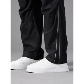 Men'S Casual Joggers, Polyester 100%, Basics Style, Solid Color, Regular Fit Straight Leg, with Drawstring Waist, for Spring/Fall - Non-Stretch Woven Fabric Men'S Casual Joggers, Polyester 100%, Basics Style, Solid Color, Regular Fit Straight Leg, with Drawstring Waist, for Spring/Fall - Non-Stretch Woven Fabric
