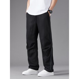Men'S Casual Joggers, Polyester 100%, Basics Style, Solid Color, Regular Fit Straight Leg, with Drawstring Waist, for Spring/Fall - Non-Stretch Woven Fabric Men'S Casual Joggers, Polyester 100%, Basics Style, Solid Color, Regular Fit Straight Leg, with Drawstring Waist, for Spring/Fall - Non-Stretch Woven Fabric