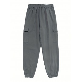 Men's Casual Cargo Pants with Drawstring - Soft, Loose Fit with Multiple Pockets, Solid Color, Machine Washable Men's Casual Cargo Pants with Drawstring - Soft, Loose Fit with Multiple Pockets, Solid Color, Machine Washable