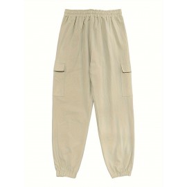 Men's Casual Cargo Pants with Drawstring - Soft, Loose Fit with Multiple Pockets, Solid Color, Machine Washable Men's Casual Cargo Pants with Drawstring - Soft, Loose Fit with Multiple Pockets, Solid Color, Machine Washable