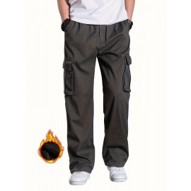 Men's Fleece Lined Casual Pants, Elastic Waist Pants Workwear Leisure Fashion Pants Cargo Pants Men's Fleece Lined Casual Pants, Elastic Waist Pants Workwear Leisure Fashion Pants Cargo Pants