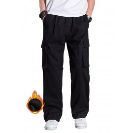 Men's Fleece Lined Casual Pants, Elastic Waist Pants Workwear Leisure Fashion Pants Cargo Pants Men's Fleece Lined Casual Pants, Elastic Waist Pants Workwear Leisure Fashion Pants Cargo Pants