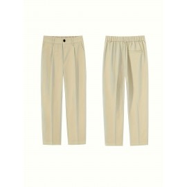 Men's Casual Fashion Pants, Versatile Solid Color, Polyester Fabric, Cropped Length Men's Casual Fashion Pants, Versatile Solid Color, Polyester Fabric, Cropped Length