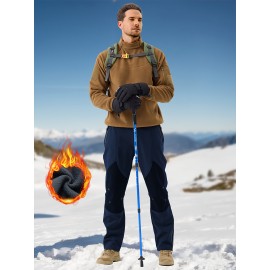 1pc ZUTY Men'S Fleece-Lined Waterproof Ski Pants, Softshell Color Block Sports Style with Zipper, Slight Stretch Polyester, Regular Fit for Snowboarding, Hiking - Woven Outdoor Trousers 1pc ZUTY Men'S Fleece-Lined Waterproof Ski Pants, Softshell Color Block Sports Style with Zipper, Slight Stretch Polyester, Regular Fit for Snowboarding, Hiking - Woven Outdoor Trousers