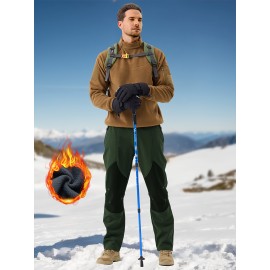 1pc ZUTY Men'S Fleece-Lined Waterproof Ski Pants, Softshell Color Block Sports Style with Zipper, Slight Stretch Polyester, Regular Fit for Snowboarding, Hiking - Woven Outdoor Trousers 1pc ZUTY Men'S Fleece-Lined Waterproof Ski Pants, Softshell Color Block Sports Style with Zipper, Slight Stretch Polyester, Regular Fit for Snowboarding, Hiking - Woven Outdoor Trousers