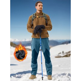 1pc ZUTY Men'S Fleece-Lined Waterproof Ski Pants, Softshell Color Block Sports Style with Zipper, Slight Stretch Polyester, Regular Fit for Snowboarding, Hiking - Woven Outdoor Trousers 1pc ZUTY Men'S Fleece-Lined Waterproof Ski Pants, Softshell Color Block Sports Style with Zipper, Slight Stretch Polyester, Regular Fit for Snowboarding, Hiking - Woven Outdoor Trousers