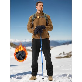 1pc ZUTY Men'S Fleece-Lined Waterproof Ski Pants, Softshell Color Block Sports Style with Zipper, Slight Stretch Polyester, Regular Fit for Snowboarding, Hiking - Woven Outdoor Trousers 1pc ZUTY Men'S Fleece-Lined Waterproof Ski Pants, Softshell Color Block Sports Style with Zipper, Slight Stretch Polyester, Regular Fit for Snowboarding, Hiking - Woven Outdoor Trousers