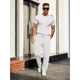 1pc Men'S Casual Cotton Drawstring Pants - Solid Color, Non-Stretch Fabric, Regular Fit, All-Season Straight Leg Cargo Trousers 1pc Men'S Casual Cotton Drawstring Pants - Solid Color, Non-Stretch Fabric, Regular Fit, All-Season Straight Leg Cargo Trousers