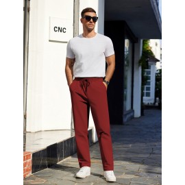 1pc Men'S Casual Cotton Drawstring Pants - Solid Color, Non-Stretch Fabric, Regular Fit, All-Season Straight Leg Cargo Trousers 1pc Men'S Casual Cotton Drawstring Pants - Solid Color, Non-Stretch Fabric, Regular Fit, All-Season Straight Leg Cargo Trousers