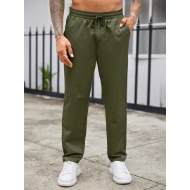1pc Men'S Casual Cotton Drawstring Pants - Solid Color, Non-Stretch Fabric, Regular Fit, All-Season Straight Leg Cargo Trousers 1pc Men'S Casual Cotton Drawstring Pants - Solid Color, Non-Stretch Fabric, Regular Fit, All-Season Straight Leg Cargo Trousers
